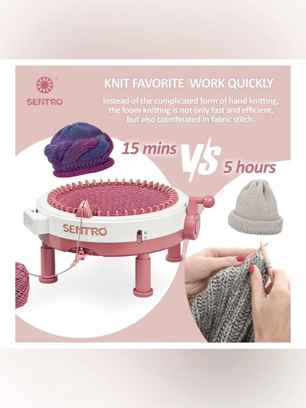 NEW Sentro Updated Knitting Loom Machine – 48-Needle Knitting Machine
